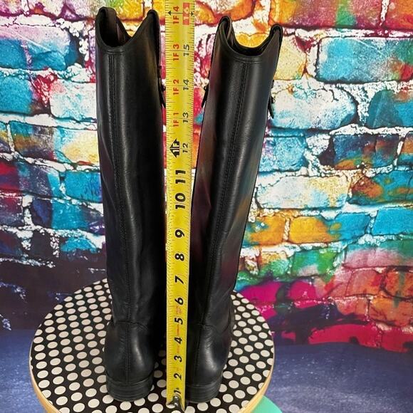 Frye & Co Tania Black Leather Pull On Tall Riding Boots Equestrain Size 6 1/2 - Picture 4 of 16
